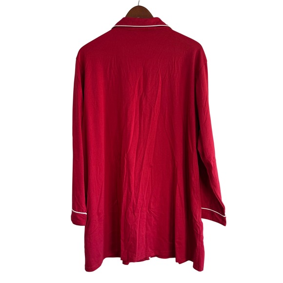 Cheibear Womens Long Sleeve Button Down Nightshirt Red Sleep Dress Size L NEW - Picture 8 of 9